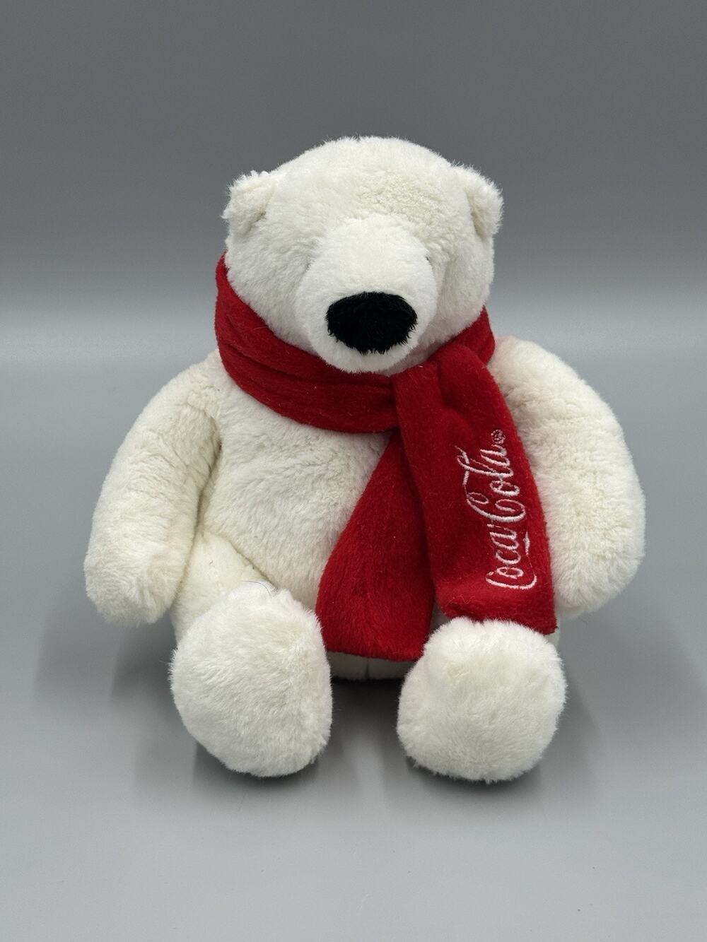 Coca-Cola White Polar Bear In Red Scarf Plush Bear 7” Stuffed Animal 2012